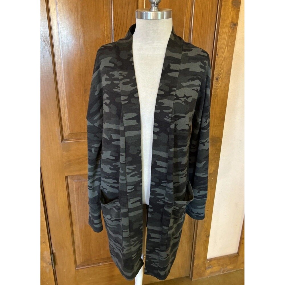 Sanctuary Camo Long Cardigan Sweater Womens Sz Small Green Soft Lightweight
